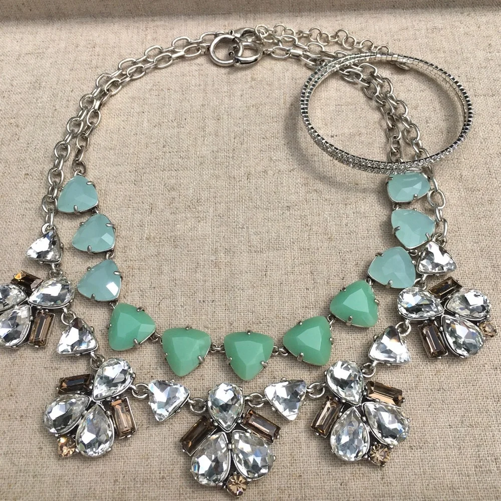 Stella & Dot Sparklng Bejeweled Retired Lila Crystal+Silver+SmokyQaurtzN… - Picture 16 of 16